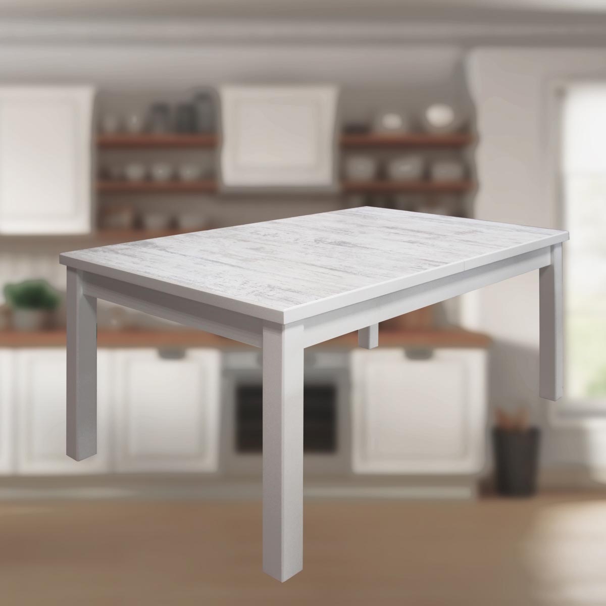 Стол обеденный "Роберт" - раздвижной - М (Эмаль Белая - Сосна монрепо)