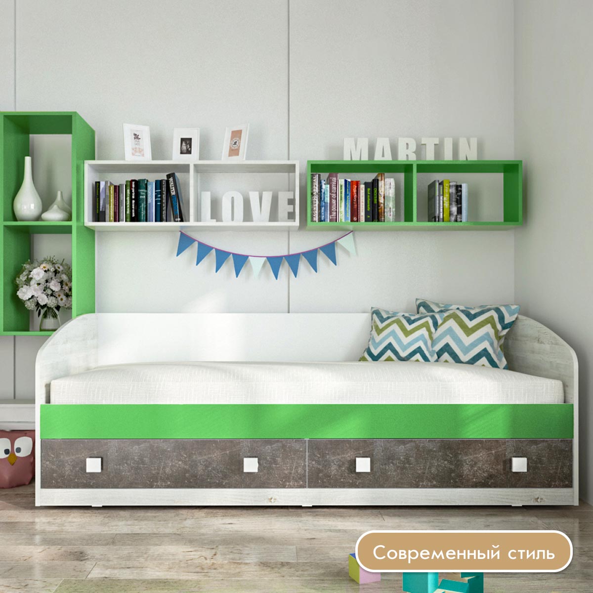 Навесная полка горизонт открытая - Детская "Орбита" (Сосна Винтерберг)