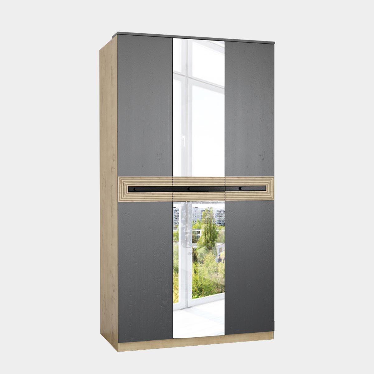 Шкаф 3-дв. "Арья" - 1,20 (Дуб Бунратти - Базальт)