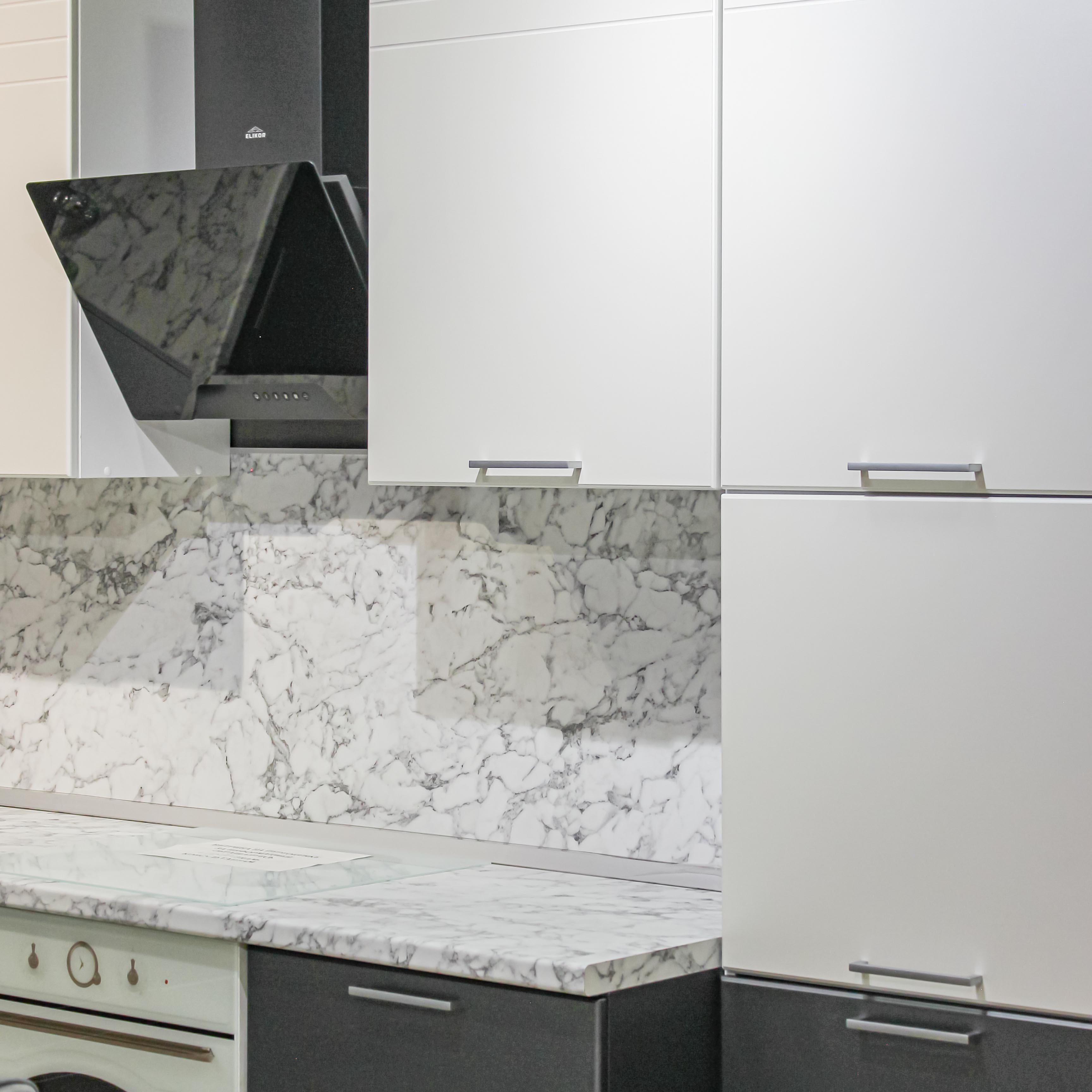 Кухня Стайл (Платина Шагрень / Steel / столеш. Мрамор итальянский)