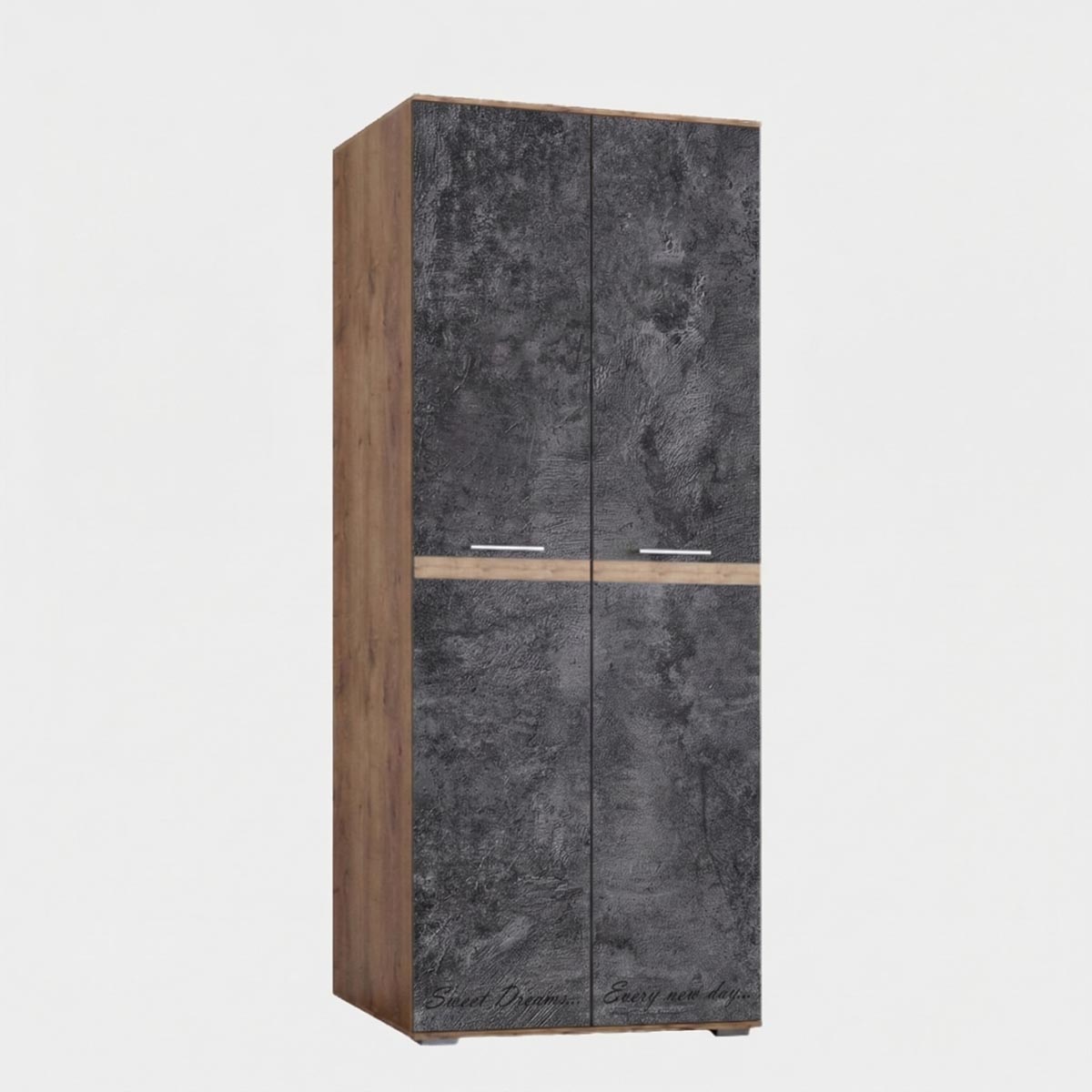 Шкаф 2-дв. "Вирджиния" - 0,90 с фотопечатью (Дуб Крафт Табачный - Цемент темный)